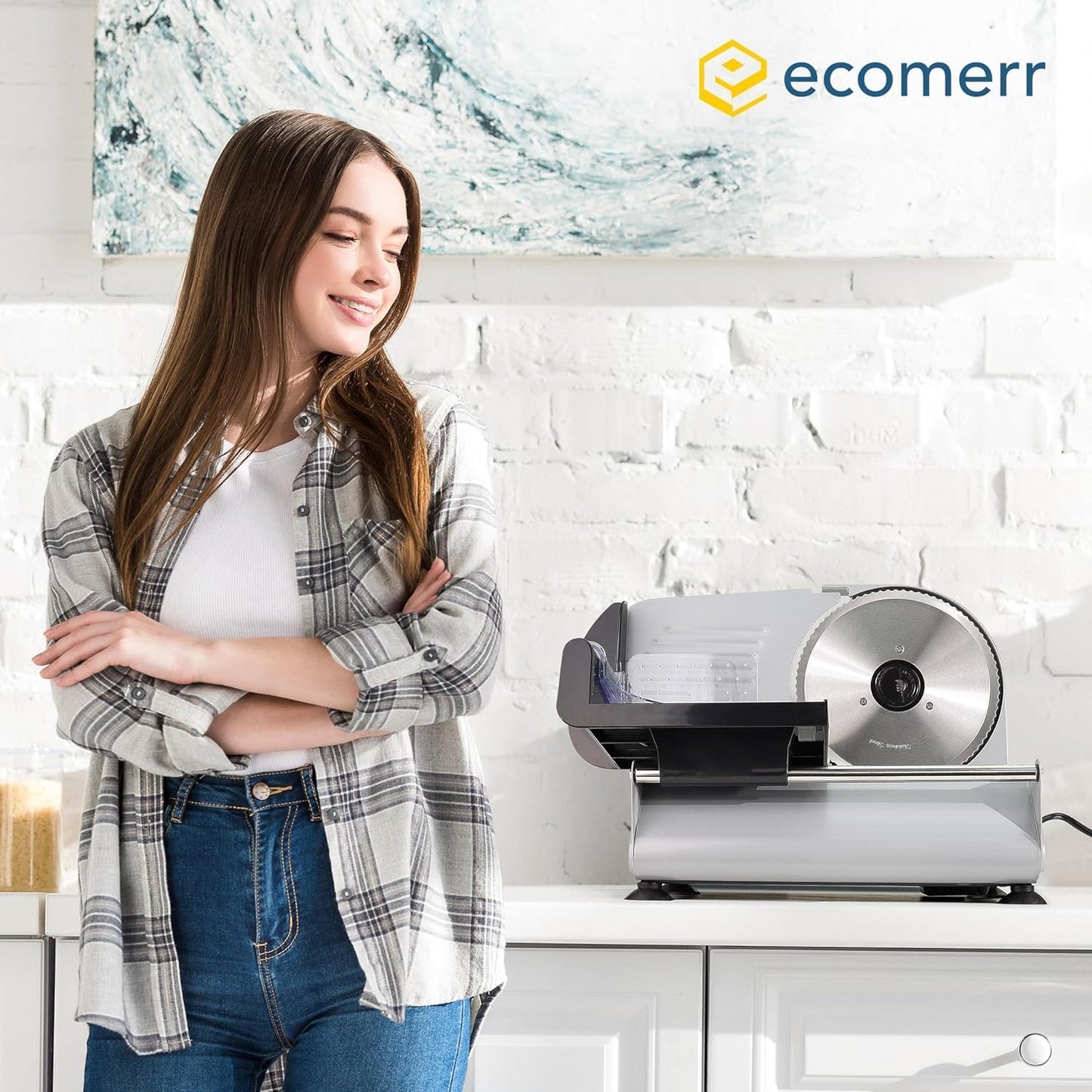 Meat Slicer, 200W Powerful Electric Food Slicer-Deli Meat Slicer Machine for Home Use for, Cheese, Bread, Vegetables-2 Round 7.5" Stainless Steel Blade, Child Lock Protection & Adjustable Thickness