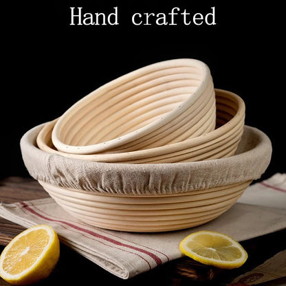 Wadada Proofing Basket, Sourdough Proofing Bread Basket, Bread Banneton Proofing, Artisan Sourdough Bread Making Baskets, 9.8 Inch Handwoven Rattan Baskets and Cloth Liners, Round