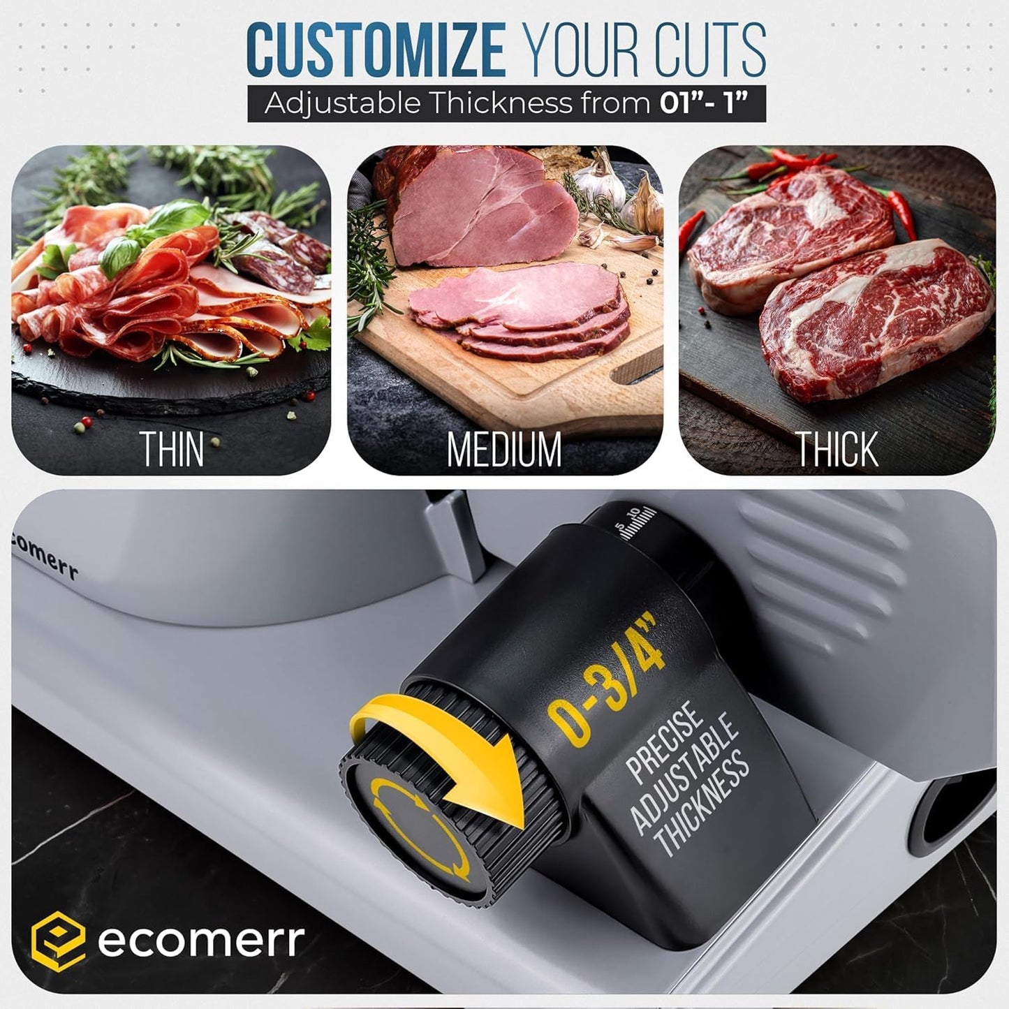 Meat Slicer, 200W Powerful Electric Food Slicer-Deli Meat Slicer Machine for Home Use for, Cheese, Bread, Vegetables-2 Round 7.5" Stainless Steel Blade, Child Lock Protection & Adjustable Thickness