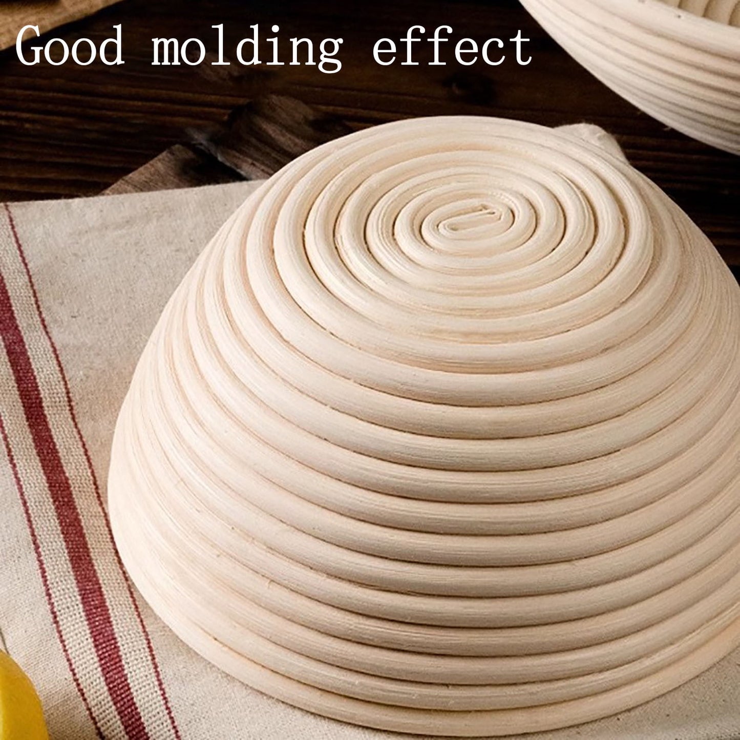 Wadada Proofing Basket, Sourdough Proofing Bread Basket, Bread Banneton Proofing, Artisan Sourdough Bread Making Baskets, 9.8 Inch Handwoven Rattan Baskets and Cloth Liners, Round